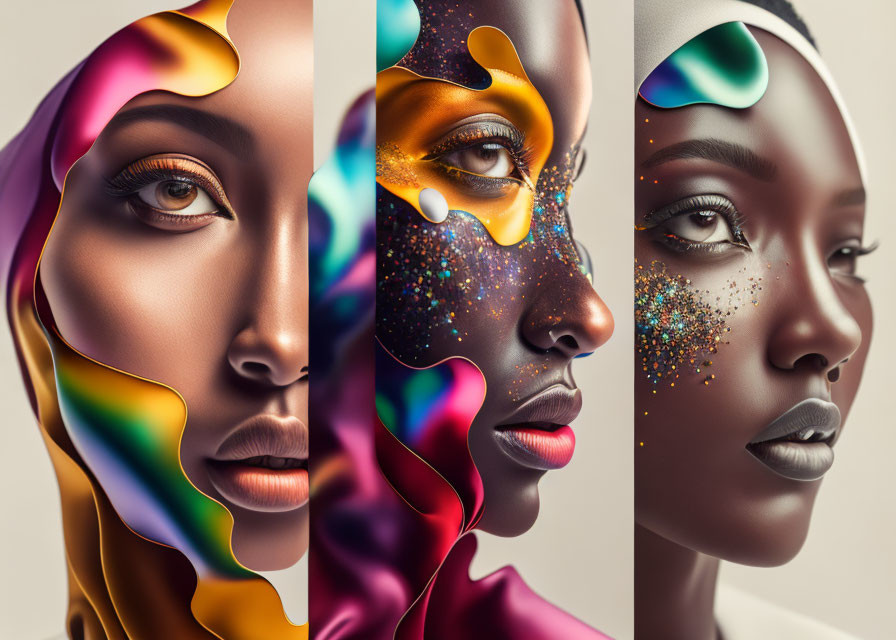 Colorful Abstract Portraits of Woman with Surreal Elements