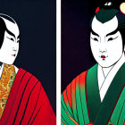 Stylized animated characters in East Asian attire with intense expressions