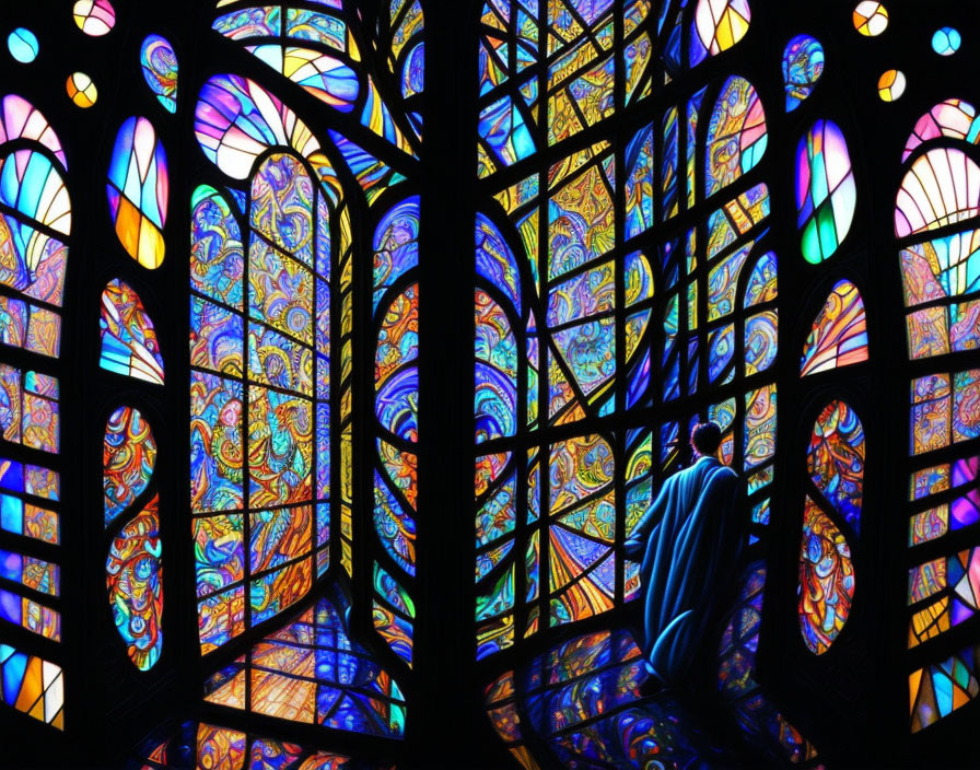 Colorful Stained Glass Window in Vibrant Patterns