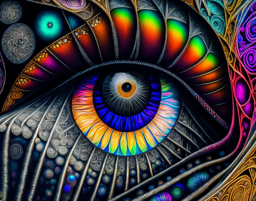 Colorful Eye Art Surrounded by Intricate Patterns