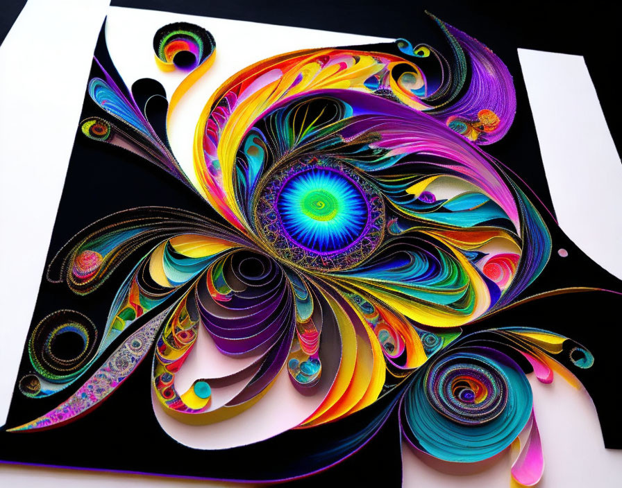 Colorful Paper Quilling Artwork with Psychedelic Swirls