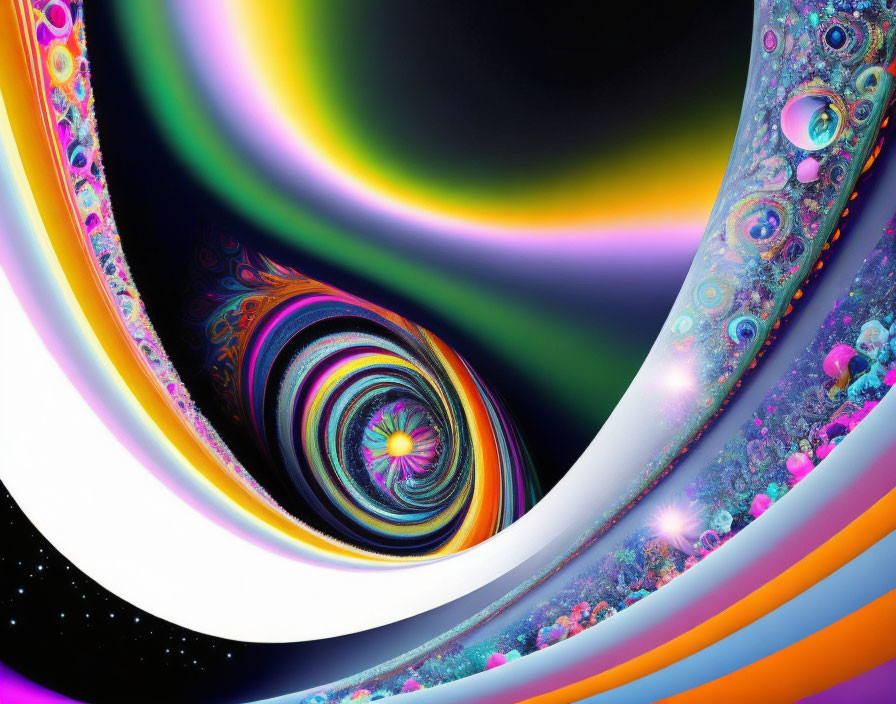 Colorful Fractal Art: Abstract Cosmic Scene with Swirling Patterns