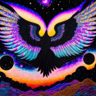 Colorful Phoenix Artwork with Cosmic Background