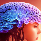 Colorful Human Profile with Textured Brain Illustration Showing Cerebral Anatomy