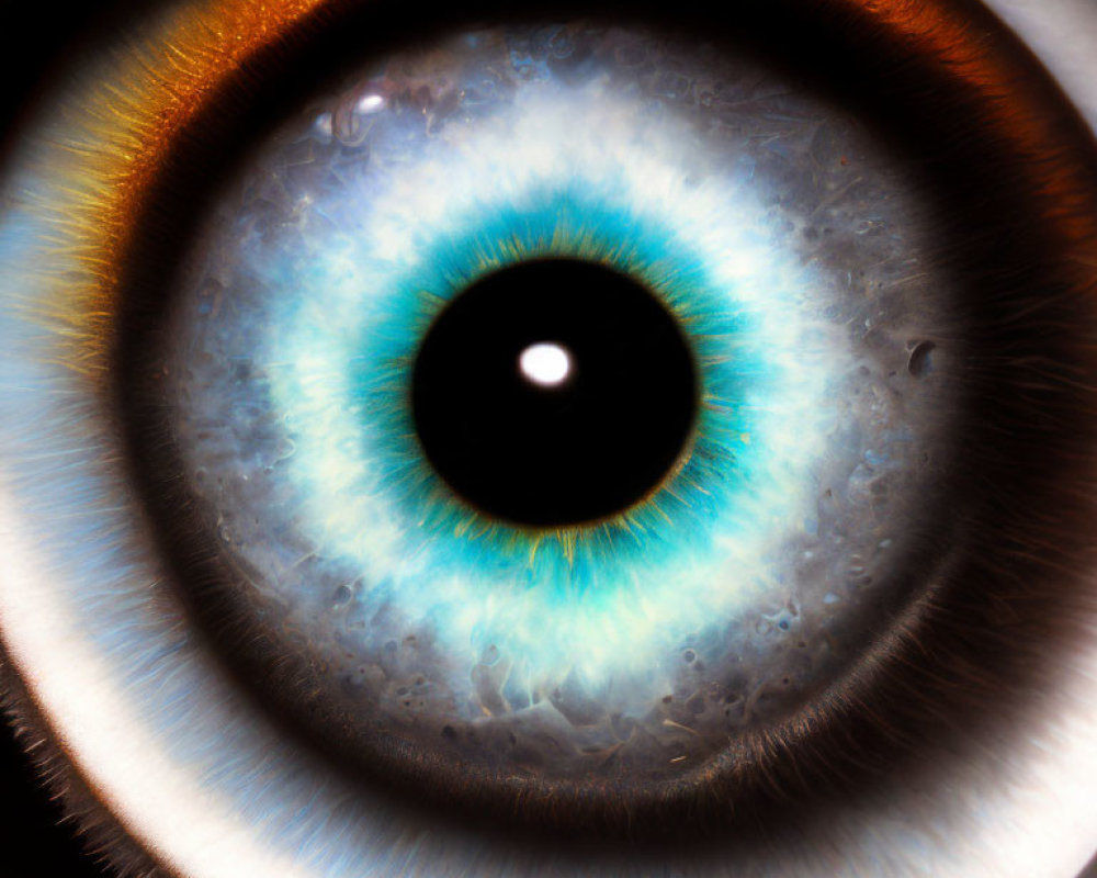 Detailed Extreme Close-Up of Blue Human Eye with Dilated Pupil