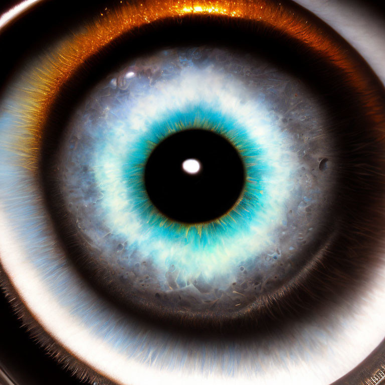 Detailed Extreme Close-Up of Blue Human Eye with Dilated Pupil