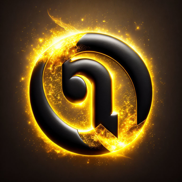 Dynamic Fiery At Symbol on Dark Background