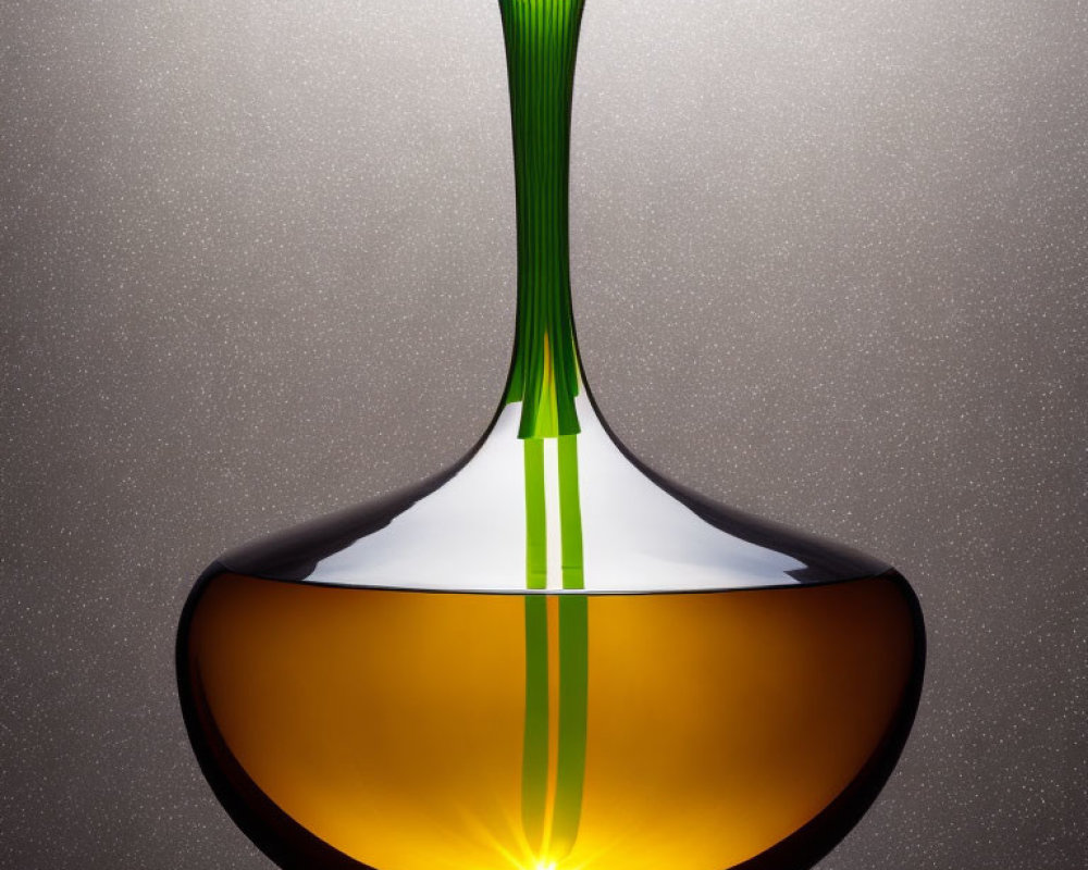 Green Stem Glass Decanter on Glittery Grey Background