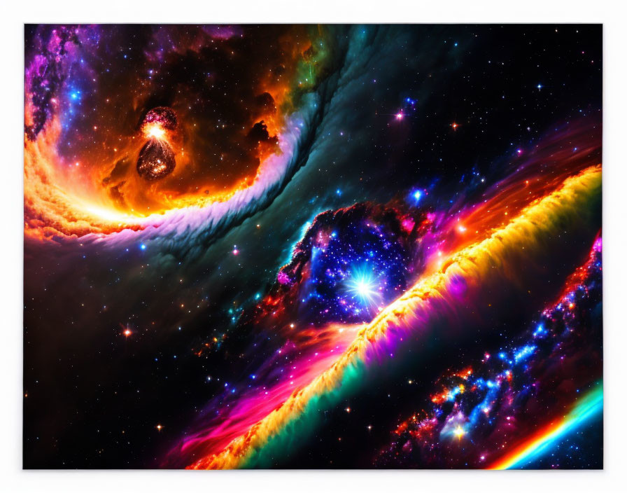 Colorful Cosmic Scene Featuring Stars and Nebulae