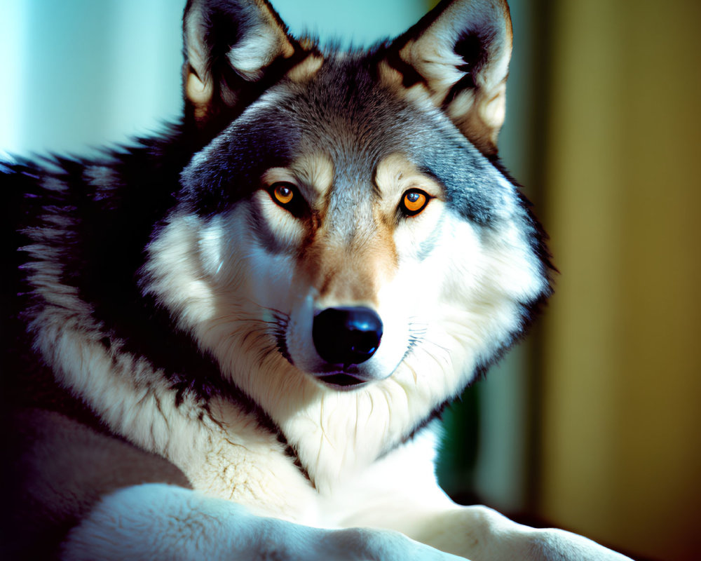 Close-up Portrait of Siberian Husky with Blue and Brown Eyes