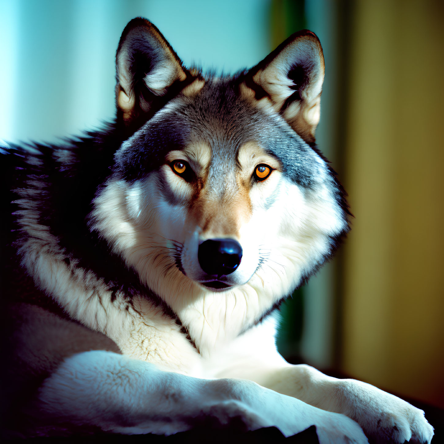 Close-up Portrait of Siberian Husky with Blue and Brown Eyes