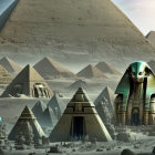 Composite of Great Sphinx of Giza in Hazy Sky