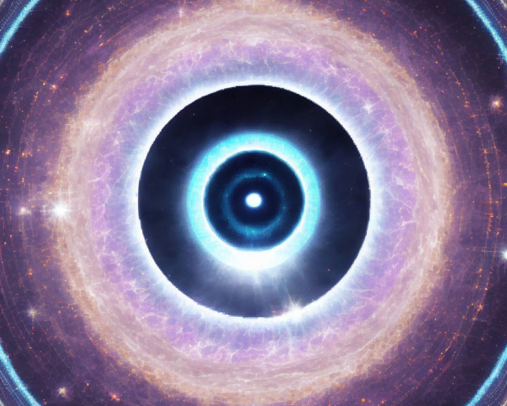 Celestial Eye Structure with Purple and Blue Rings in Starlight