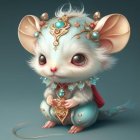 Golden Crowned Mouse with Regal Accessories and Shimmering Gem