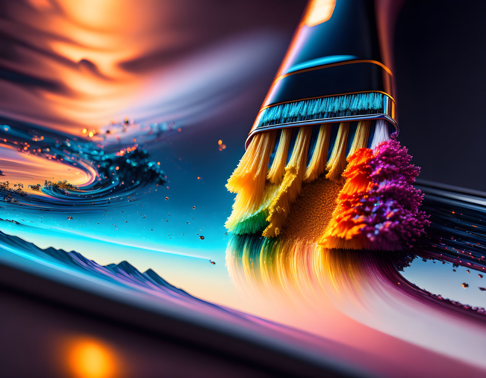 Colorful digital artwork: Paintbrush swirl on abstract background