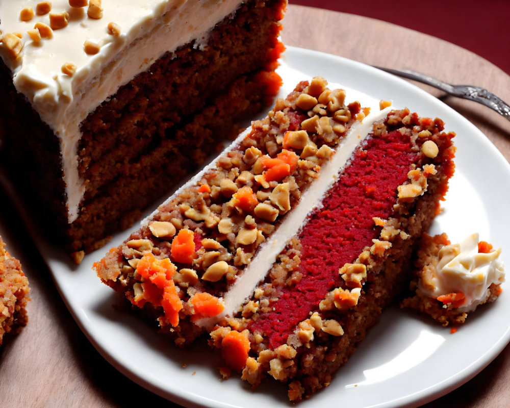 Layered Carrot Cake with Cream Cheese Frosting and Chopped Nuts