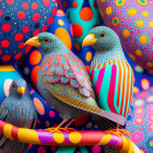 Vibrant Bird Sculptures with Colorful Patterns