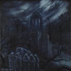 Gothic cathedral scene with cloaked figures on snowy night