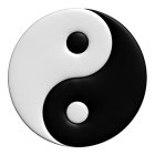 Shiny Yin-Yang Sphere with Blue Core Symbolizing Balance