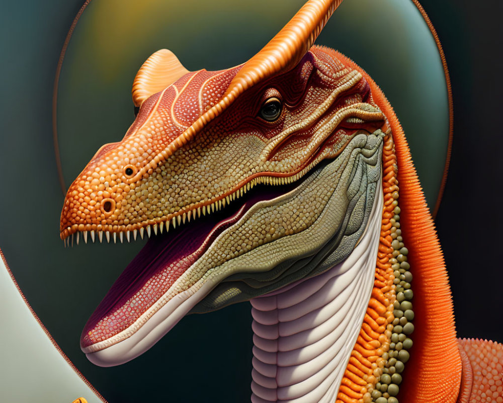 Orange and Red Dinosaur Illustration on Dark Background