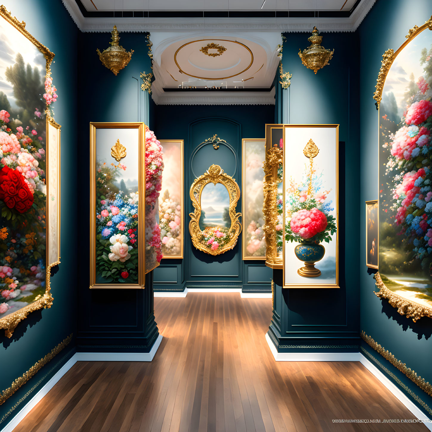 Luxurious Gallery Featuring Vibrant Floral Paintings