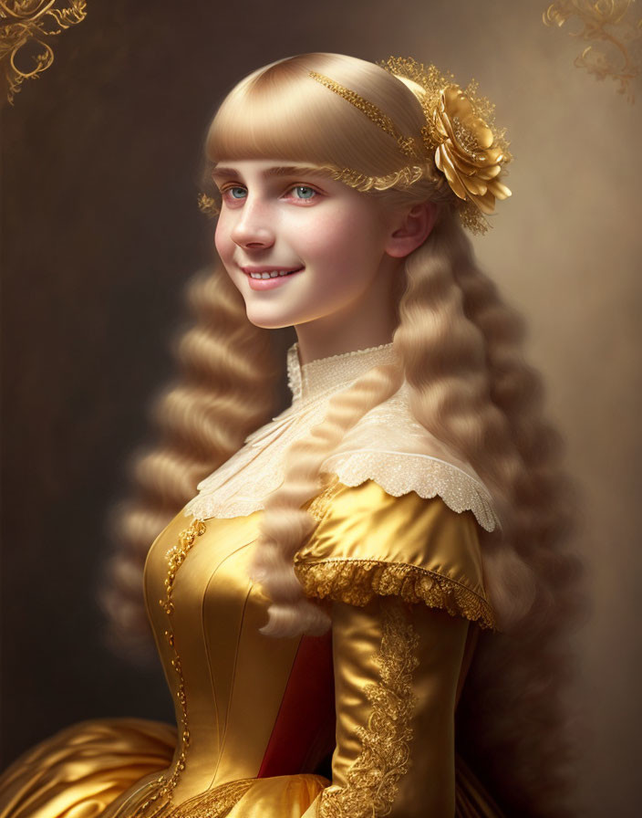Digital Portrait: Young Woman in Victorian Attire with Blond Hair