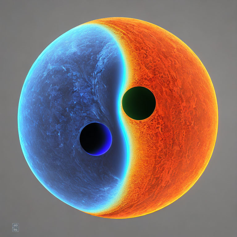 Celestial bodies merge in digital artwork