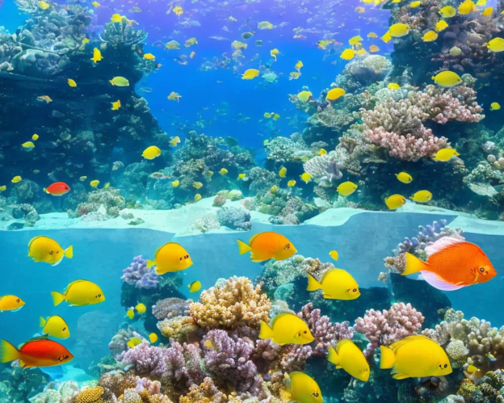 Colorful Tropical Fish Swimming in Vibrant Underwater Coral Reef