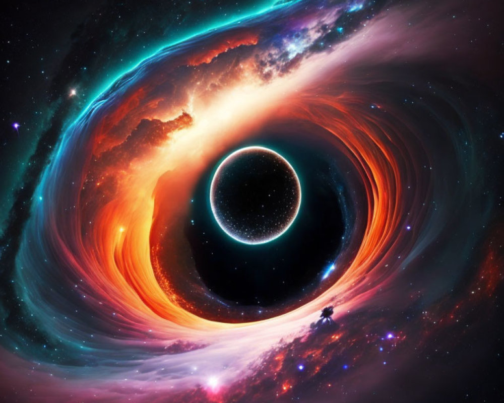 Detailed Illustration of Black Hole with Swirling Accretion Disk