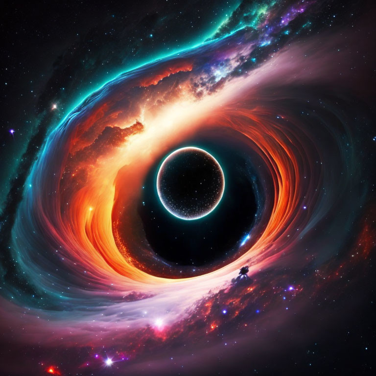 Detailed Illustration of Black Hole with Swirling Accretion Disk