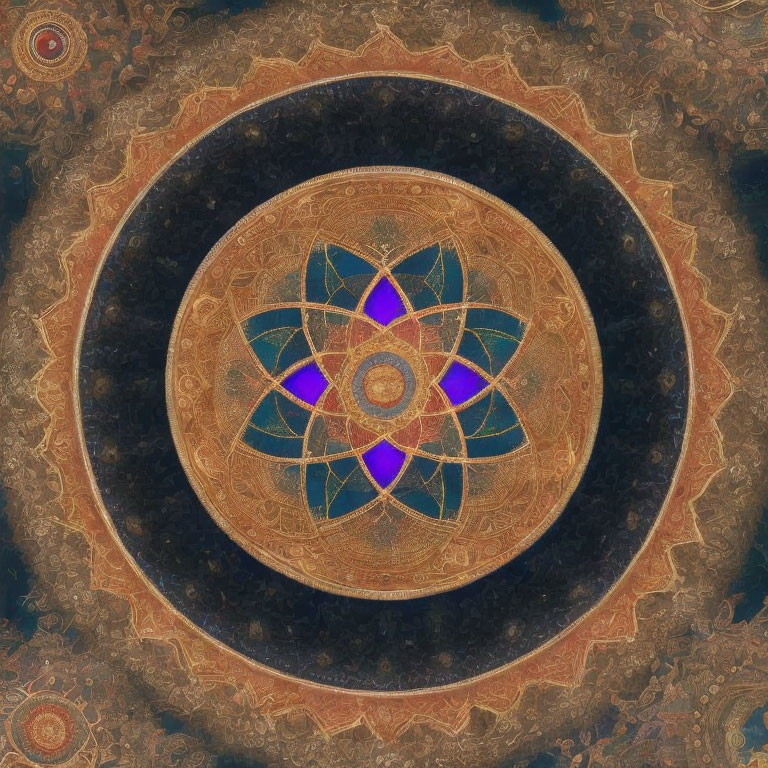 Symmetrical Mandala Fractal Image with Vibrant Colors