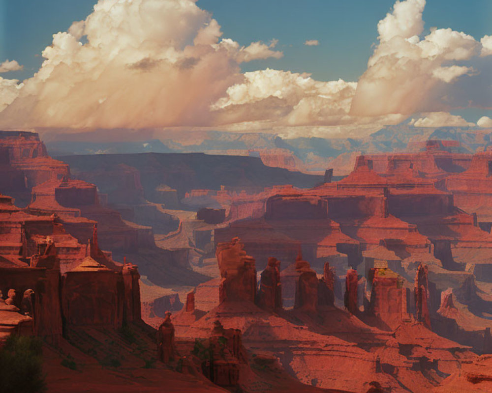 Panoramic Grand Canyon View with Towering Rock Formations