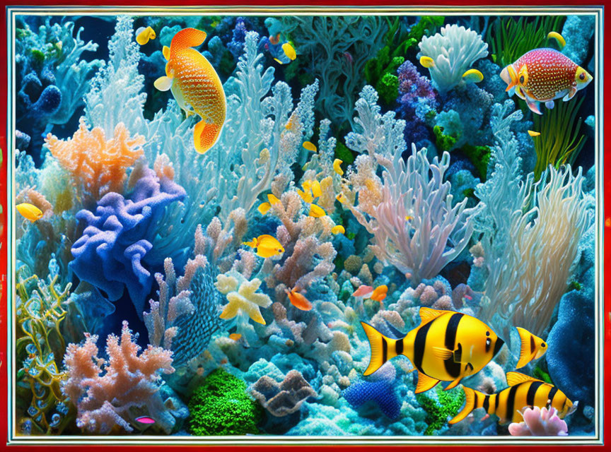 Colorful Coral and Clownfish in Vibrant Underwater Scene