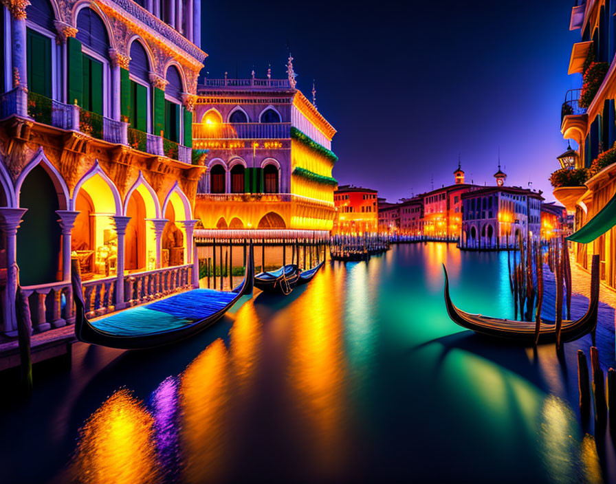 Venice at Twilight: Iconic Canals and Glowing Lights