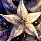 Gold and White Ornate Star in Cosmic Background