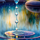 Hyper-realistic Painting: Water Droplets Ripple on Serene Pond