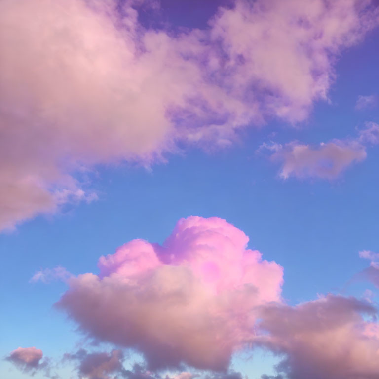 Tranquil Sky with Pink and Purple Clouds at Sunrise or Sunset