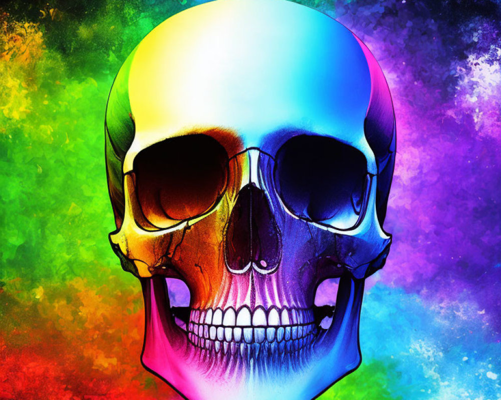 Colorful Skull Art on Multicolored Background