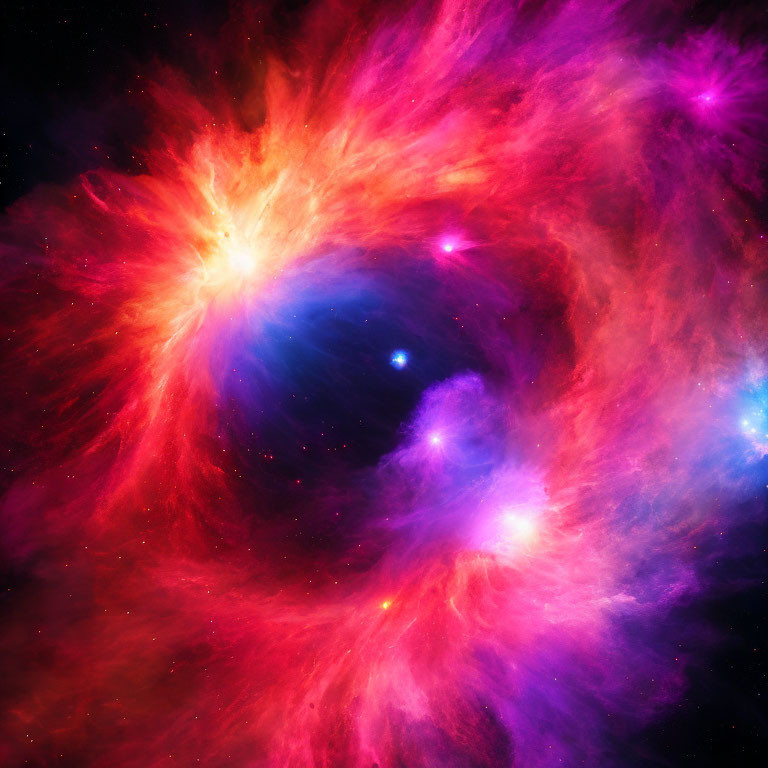 Colorful swirling nebulae and star formation in deep space.