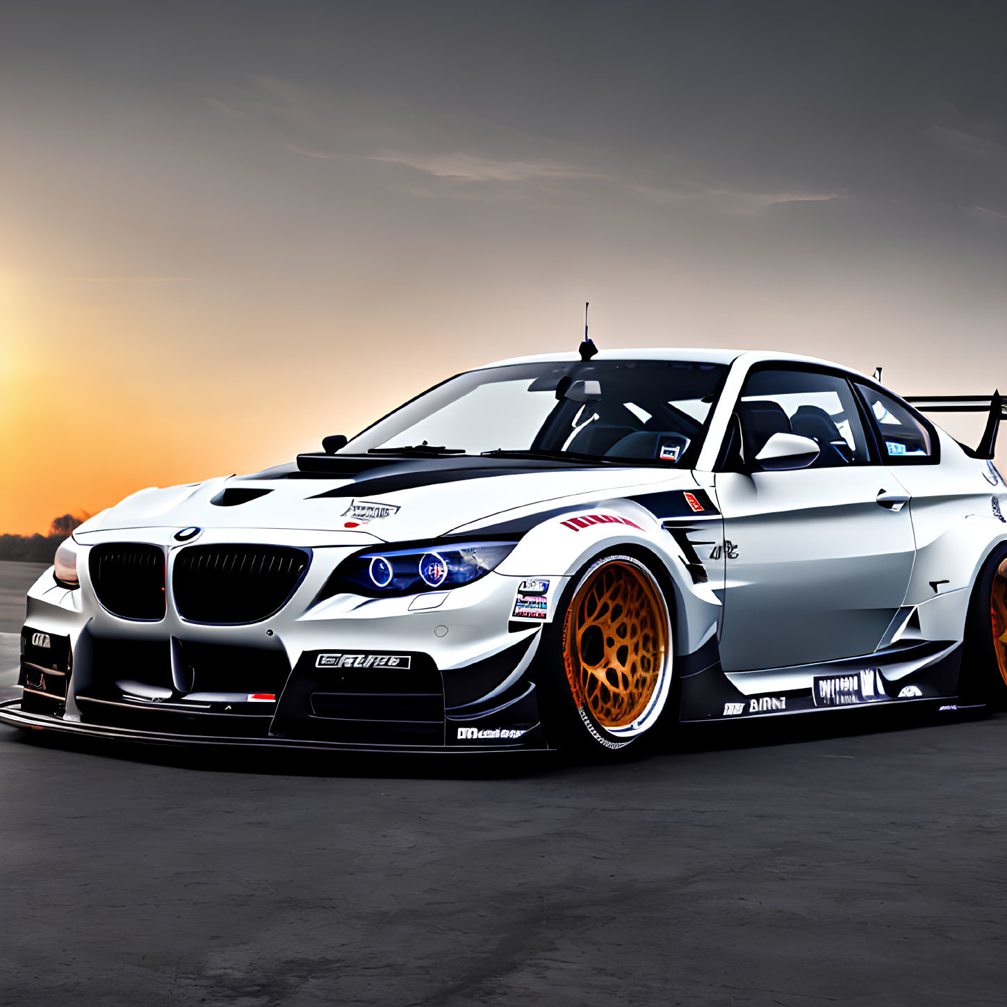 Modified BMW Race Car with Wide-Body Kit and Custom Livery