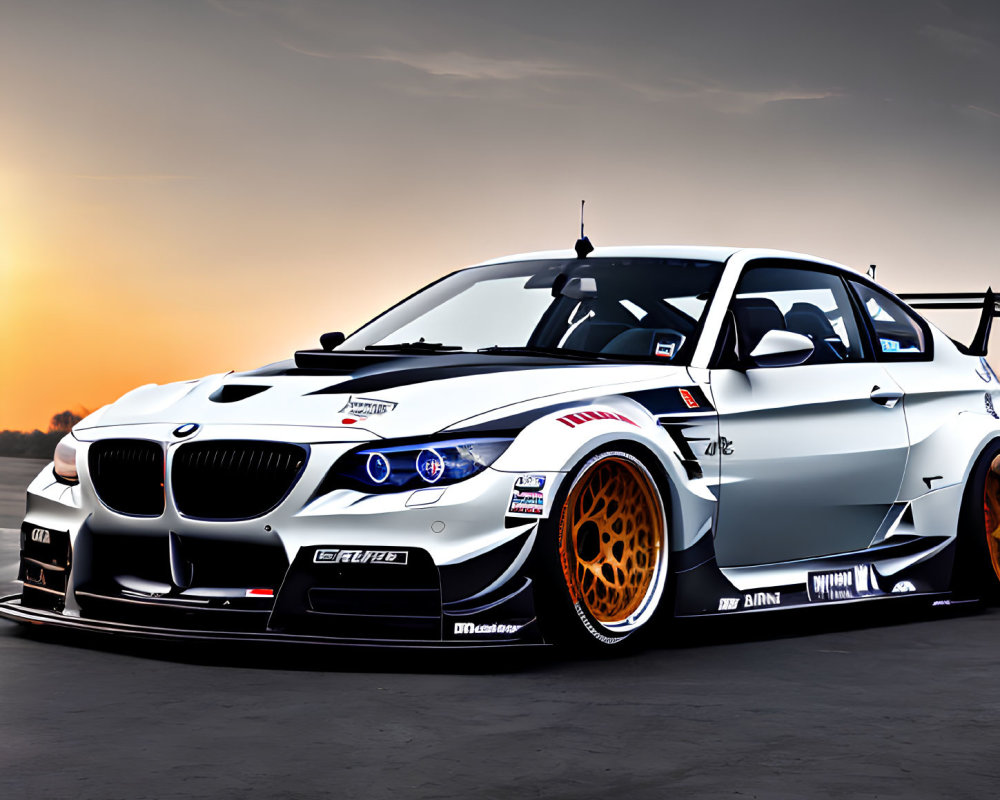 Modified BMW Race Car with Wide-Body Kit and Custom Livery