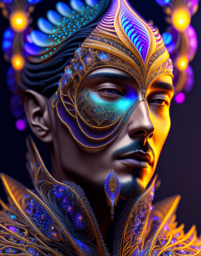 Detailed digital portrait of male figure in regal attire