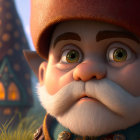 Detailed 3D animated gnome with white beard and red hat