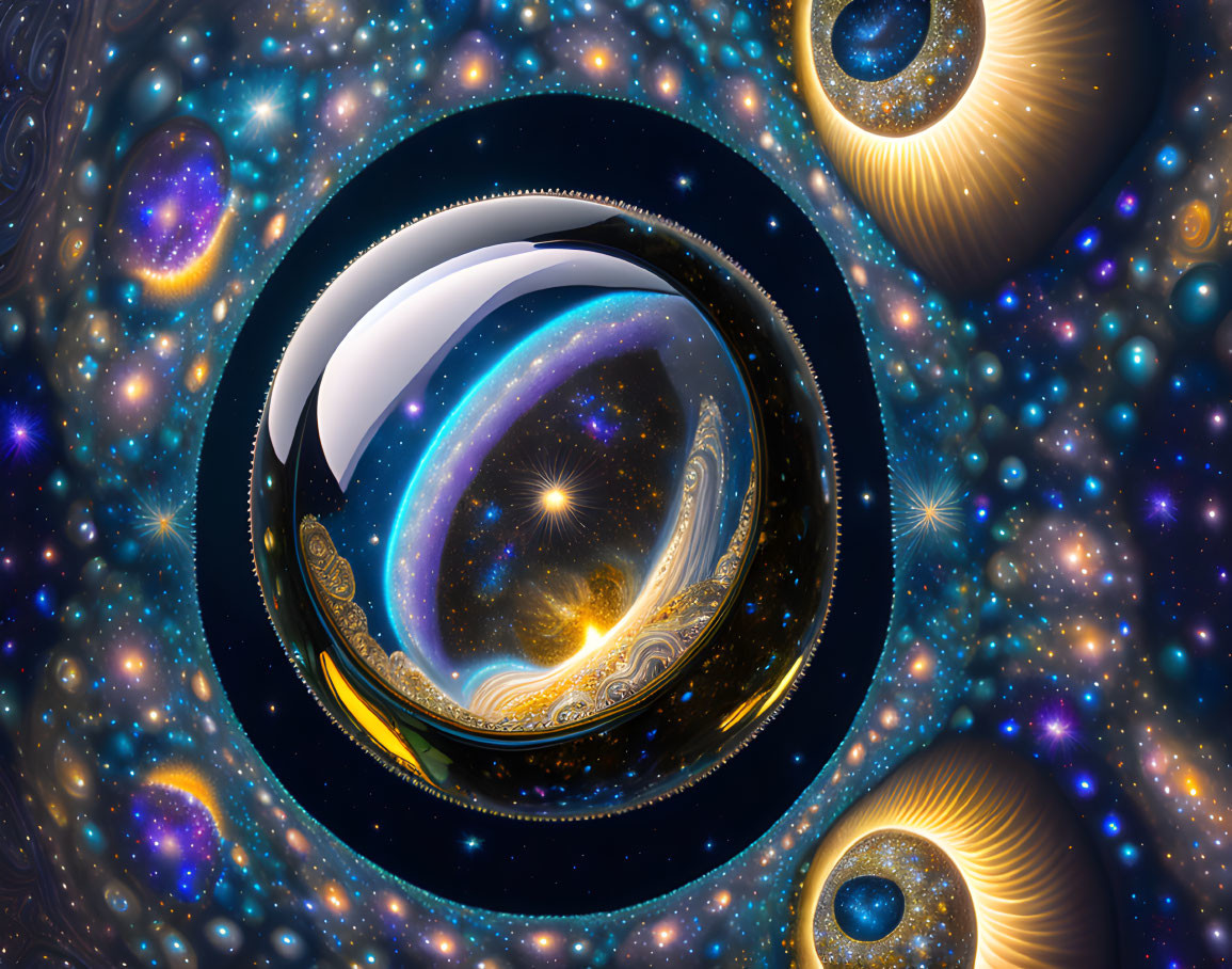 Celestial Fractal Art with Swirling Stars in Cosmic Setting