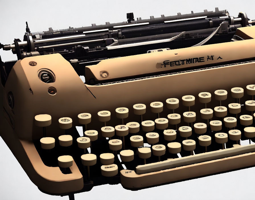 Vintage Cream-Colored Typewriter with Round Cyrillic Keys