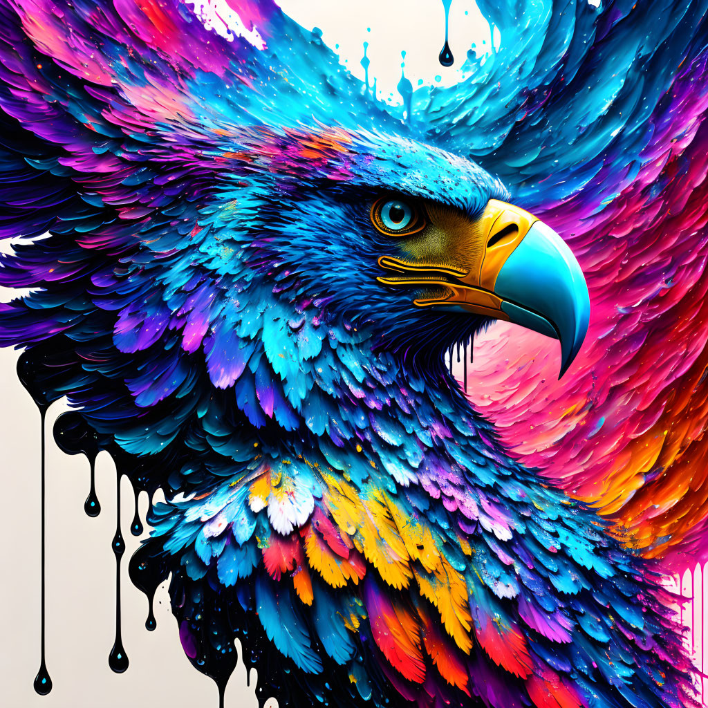 Colorful Eagle Art in Dynamic Splatter Paint Style