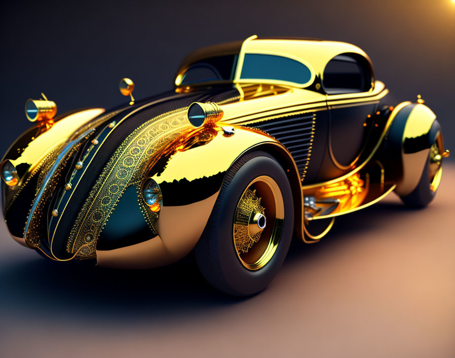 Luxurious Golden Concept Car with Ornate Detailing