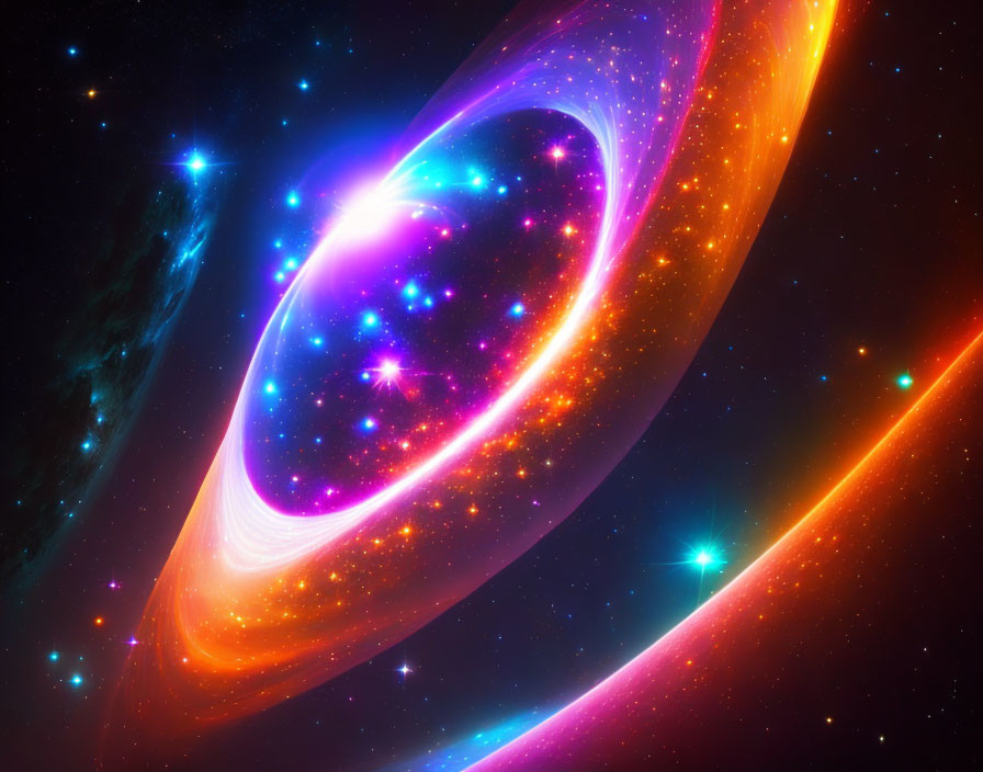 Colorful Digital Art: Swirling Galaxy with Stars and Nebulae