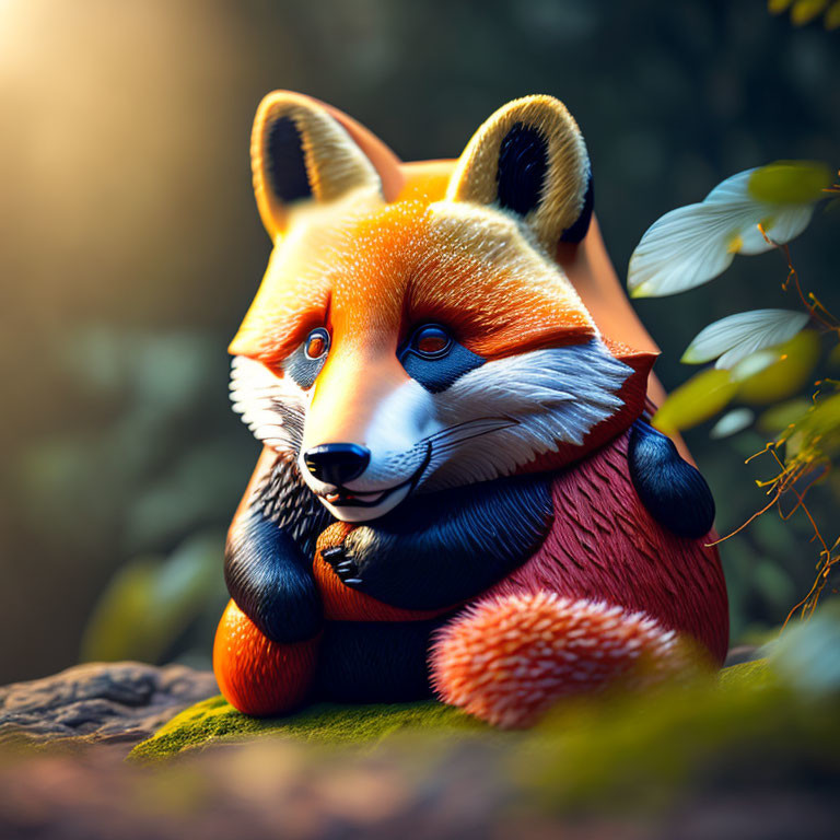 Colorful Digital Illustration of Red Panda in Nature