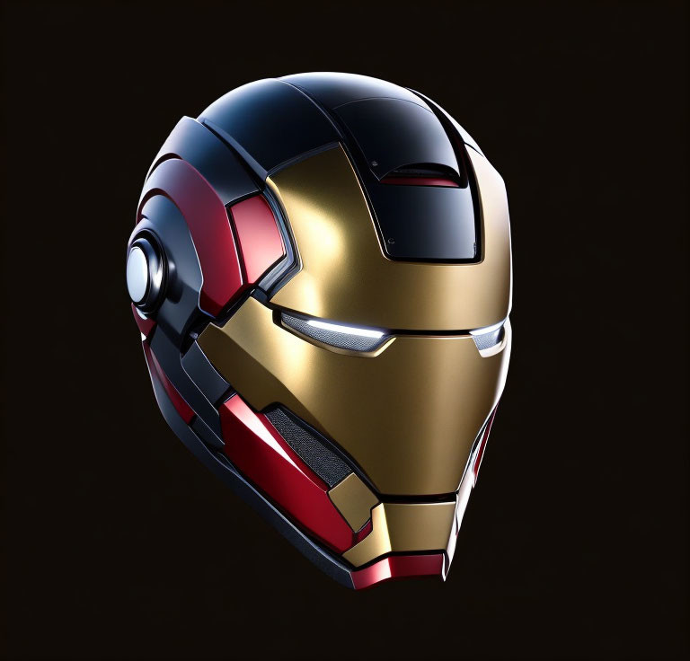 Iconic Iron Man Helmet in High-Resolution Gold and Red Colors